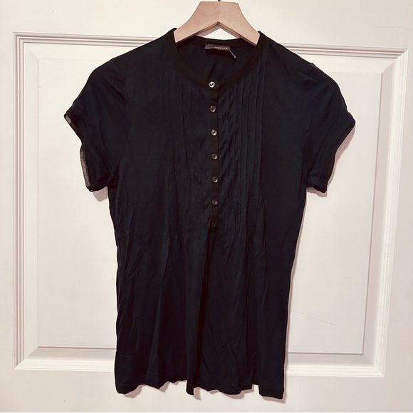 The Limited | Top | Vintage Ribbon Band Collar Tee with Pleats in Front - Picture 1 of 8